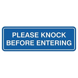 All Quality Standard Please Knock Before Entering Sign - Blue - Small