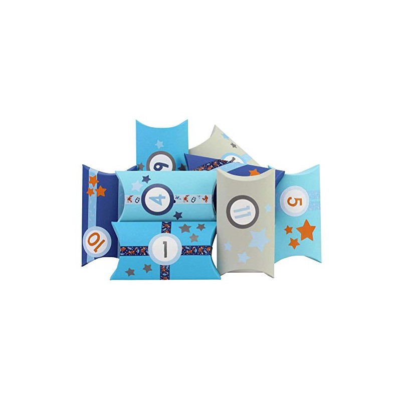 Papierdrachen 24 Advent Calendar Pillow Boxes - with Blue Forest