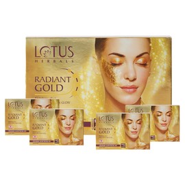 Lotus Herbals Radiant Gold Facial Kit For Instant Glow With 24K Pure Gold & Papaya,4 Easy Steps (4 Use)