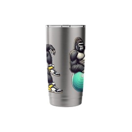 Gorilla on Exercise Ball Gym Fitness Workout Training Sport Stainless Steel Insulated Tumbler