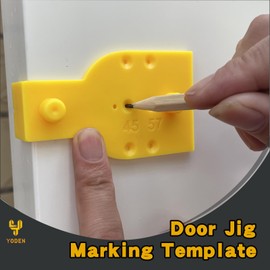 Premium Door Jig Marking Template for 45mm/57mm Latch, Spindle & Handles | Includes Door Edge Centre Finder & Sharpener | Easy-to-Use | Sleek Yellow Design