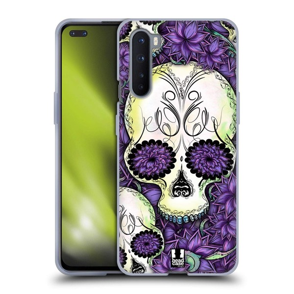 Head Case Designs OnePlus Nord Skull Purple Gel Case Cover