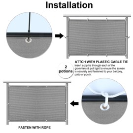 Eden's Decor Balcony Privacy Screen Grey 3'x 10' Cover Mesh Windscreen Weather-Resistant UV Protection for Backyard Deck, Patio, Balcony, Pool, Porch, Fence, Railing, Gardening