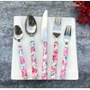 Elegant Peony Flower 20-Piece Stainless Steel Flatware Set – Durable,