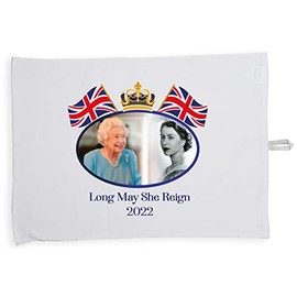 Hippowarehouse Long May She Reign Queen Elizabeth Jubilee Tea Towel Eco Printed Dish Cloth Kitchen accessory 50cmx70cm 100% Cotton