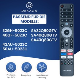 Dakana Remote Control for OK Saba and Peaq Remote Control UHD LED TV - OTV 32GH-5023C - 40GF-5023C - 43AU-5023C - 50AU-5023C