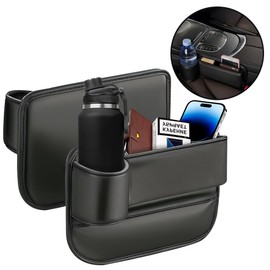 Car Seat Gap Filler Organizer, LIOUCBD 2Pack Multifunctional Car Storage with Cup Holders, Auto Car Console Organizer Front Seat with USB Charging Hole, Cards Phones Sunglasses Holder for Car