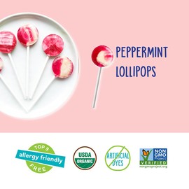 YumEarth Organic Candy Cane Lollipops - Individually Wrapped Peppermint Pops - Dye Free, Allergy Friendly, Non GMO, Gluten Free, Vegan - 30 Count (Pack of 1)