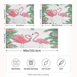 Blueangle Tropical Palm Tree Flamingo Satin Pillowcase for Hair and Skin Silk Pillowcase, Standard Size(20x26 inches) - Slip Cooling Satin Pillow Covers with Envelope Closure