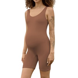BRLIDO Women's Maternity Bodysuit Pregnancy Shapewear Romper Jumpsuit Sleeveless Tank Top Shorts