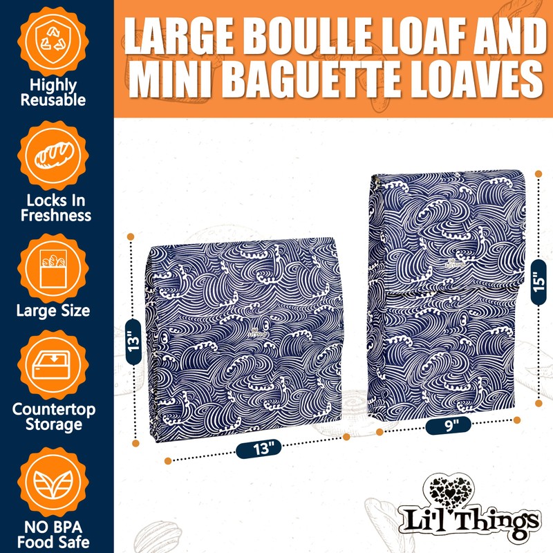 Li’l Things Beeswax Bread Bag Set – 13”×13” Boule &