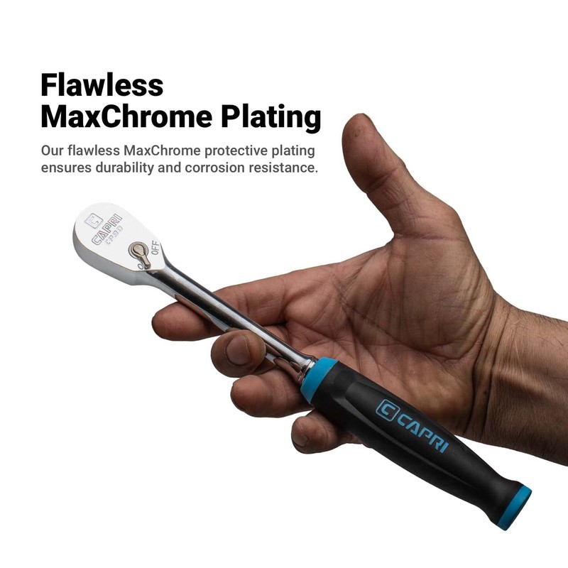 Capri Tools 3/8 in. Drive Fine 90-Tooth Ratchet, Ergonomic Soft