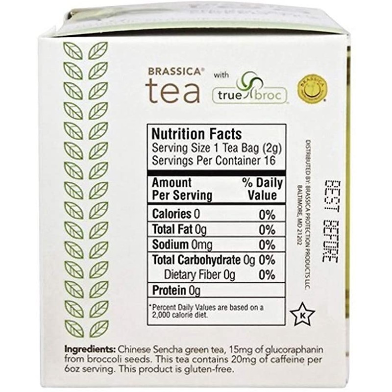 Brassica Tea Sencha Green Tea with truebroc, 16 Tea Bags