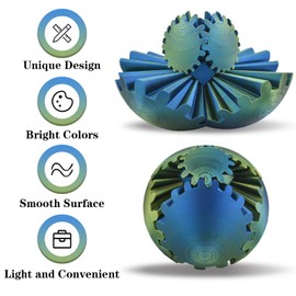 3D Printed Gear Sphere Ball – Colorful Gear Ball Fidget Gear Sphere Puzzle Cube Stress Relief Toy for Office and Home Decor Unique Idea for Friends and Family (Gold&Blue)