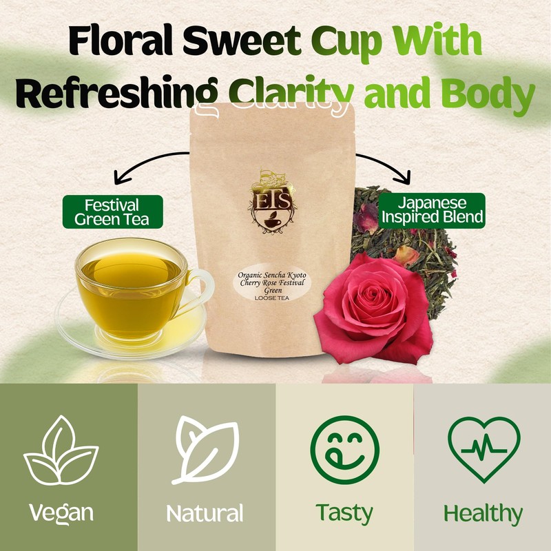 Organic Sencha Kyoto Cherry Rose Festival Green Tea | Loose