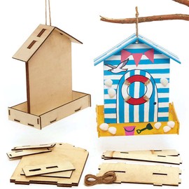 Baker Ross FC687 Bird Feeder Kits - Pack of 2, Wood Craft Kits for Kids, Kids Painting Crafts, Garden Crafts, brown