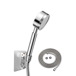 Olliwon High Pressure Shower Head with 1.5 m Hose and Holder 304 Stainless Steel Hand Shower with Water Saving Function