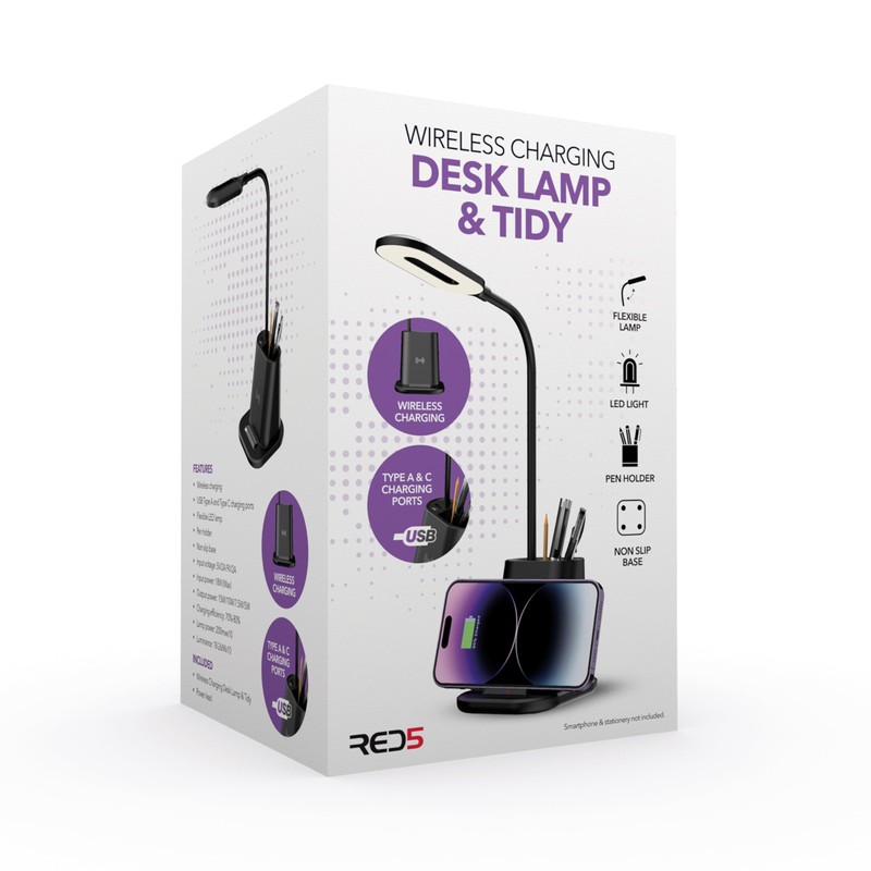 RED5 4-in-1 Wireless Fast Charging Phone Stand Tidy with wLED