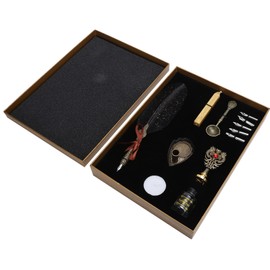 Quill Dip Pen Set Vintage Feather Fountain Pen Student Writing Ink Stationery Gift BoxSP094901 Sprinkle Gold Black