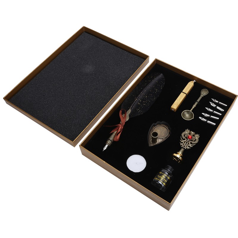 Quill Dip Pen Set Vintage Feather Fountain Pen Student Writing