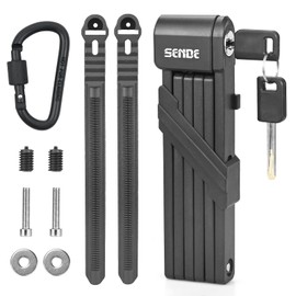 Folding Lock Bicycle with Holder Including 2 Keys and 1 Key Ring Bicycle Lock Made of Hardened Steel with 6 Joints High Security Bicycle Folding Lock for Bicycle / MTB Black