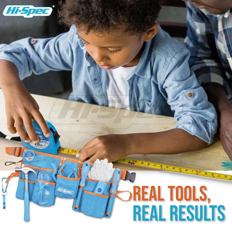 Hi-Spec 16-Piece Children’s Tool Kit with Child-Size Tool Belt, Genuine