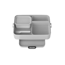 Mepal Take a Break Bento Lunch Box, Large Lunch Box with Compartments, Suitable for up to 8 Slices of Bread, TPE/PP/ABS, Cool Grey, 1500 ml
