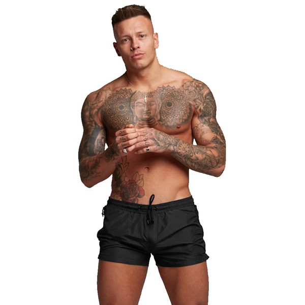 TONLEN Mens Swimwear Sports Shorts Swim Trunks with Zipper Pockets