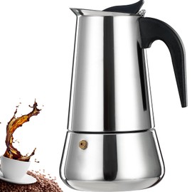 DITOSH 4 Cup Stovetop Espresso Maker Stainless Steel Moka Pot Stove Top Percolator Italian Coffee Makers Capable Mocha Greca Machine Cafe Classic Induction Cookers for Home and Camping 200ml 6.6oz