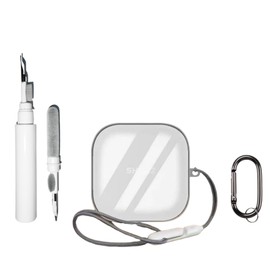 [4 in 1] Clear Case Compatible with SHOKZ OpenFit 2 with Keychain & Lanyard, Soft Transparent TPU Shockproof Protective Case with Cleaning Kit for Women Men