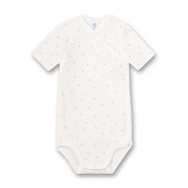 Sanetta Wrap Bodysuit Short Sleeve White Sustainable and Cute Wrap Bodysuit for Girls Made of Organic Cotton Baby Wrap Bodysuit, beige