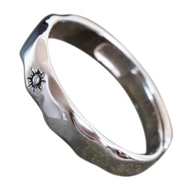 NicoWerk SRI670 Women's Silver Ring Sun 925 Sterling Silver Wavy Shiny Simple Band Ring Smooth Adjustable Open, Sterling Silver