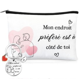 Xuniea Gift for Girlfriend Includes Metal Keyring and Portable Toiletry Bag for Girlfriends with Zip Couple Gifts Valentine's Day Christmas Birthday