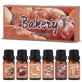 Bakery Fragrance Oils Set, AVEOIRA Sweet Essential Oil Set for Diffuser, Candle, Soap Making Scented Oils, Peach Pie, Pumpkin Pie, Snickerdoodle, Coffee Cake, Sugared Cookies, Gingerbread, 6x10ml