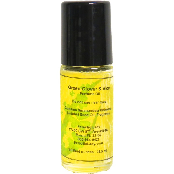Green Clover And Aloe Perfume Oil, 1.0 Oz Portable Roll-On Fragrance with Long-Lasting Scent, Delightful Essential Oils and Jojoba Oil For Daily Use