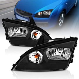 AmeriLite Headlights 4Door Black for Ford Focus ZX4 - Passenger and Driver Side