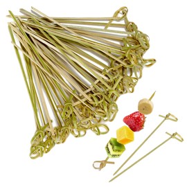 100 Pcs Bamboo Cocktail Picks Toothpicks, Bamboo Knot, Natural BambooKnot Skewers for Appetizers Natural BambooKnot Skewers Mini Food Sticks for Drinks Canapes Appetizers Party Supplies (12cm)