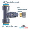 Push On T-STOP Shut Off Valve (1/2" Push x 1/2"