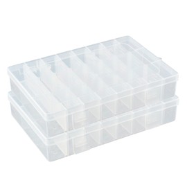 DSM-Verbindungstechnik Sorting Box with 24 Adjustable Compartments Plastic Storage Box Organiser Assortment Box Bead Box - Pack of 2