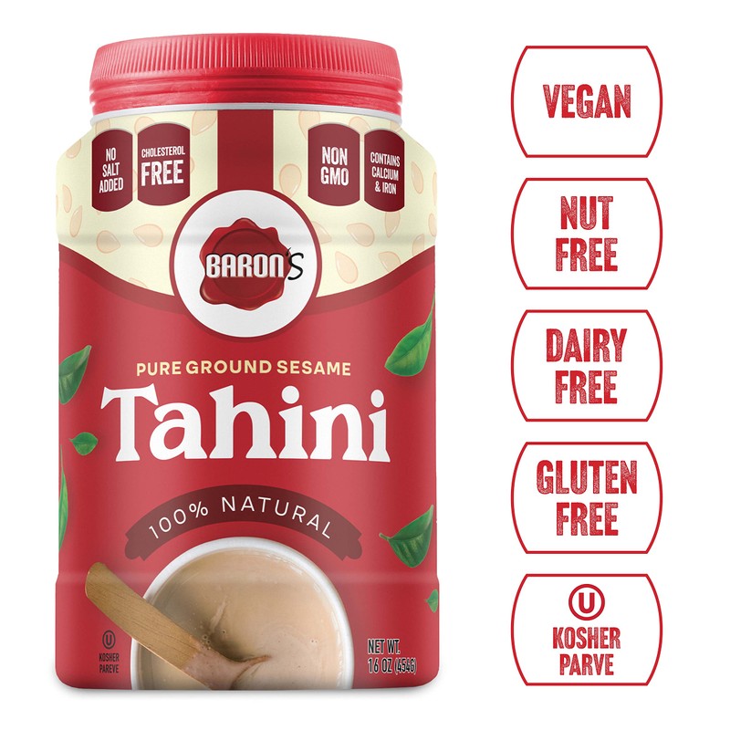 Baron's Kosher 100% Pure Ground Sesame Tahini 16-ounce Jars (1