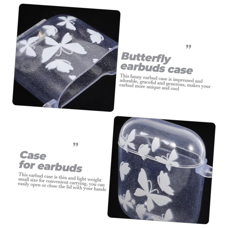 KONTONTY Earbuds Case Butterfly Beaded Chain Protective Shell for Stylish
