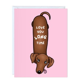ALY LOU Anniversary Card, Birthday Card, Her Him/Girlfriend Wife/Husband Boyfriend, Friendship Thank You Kawaii Greeting Card (Love you long time - dog)