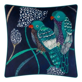 ELSKERJW Bohemian Tropical Birds Throw Pillow Cover 18x18 Inch Velvet Square Cushion Case with Piping Soft Luxury Decorative Accent Pillowcases for Couch Bed Chair Home Farmhouse Decor Gifts Navy Blue