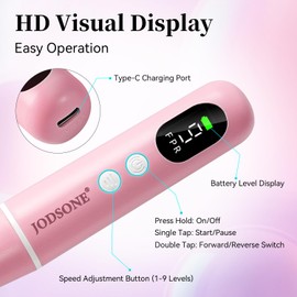 JODSONE 20000 RPM Portable Nail Drill Multifunctional Low Noise with LED Display Rechargeable Professional Nail Drill for Home Nail Salon Pink