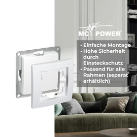 McPower Flush-Mounted Blind Cover | Flair | 60 mm Installation Diameter, Suitable for Cavity Wall Sockets 68 mm Diameter, White