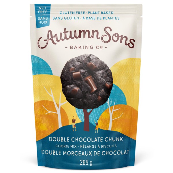 Autumn Sons Baking Co. Gluten Free Double Chocolate Chunk Cookie Mix. Vegan Plant Based Baking Mix. Free From 11 Common Allergens. Dairy Free, Nut Free, Soy Free, Non GMO 265g (Pack of 1)