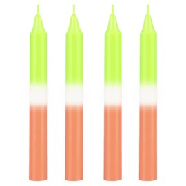 Ovaletta Pack of 4 Taper Candles Colourful, Dip Dye Taper Candles Green and Orange, Colourful Candles, Christmas Taper Candles for Wedding, Birthday, Height 23 cm, Diameter 2.2 cm, Burning Time