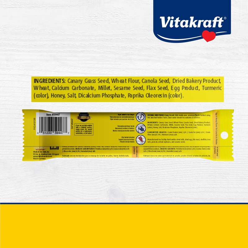Vitakraft Crunch Sticks Parakeet Treats Egg and Honey Flavor 2