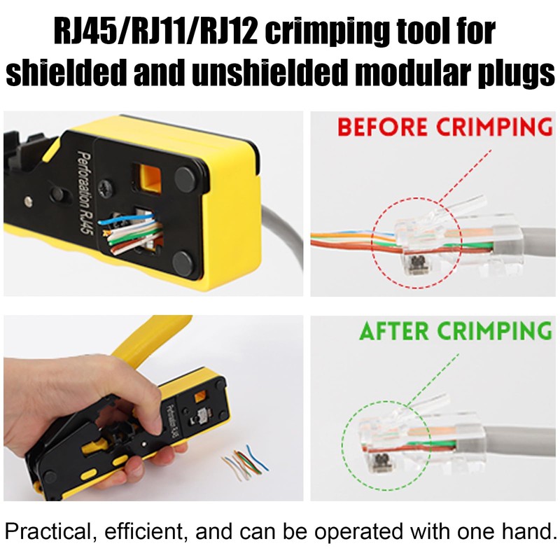 RJ45 Crimp Tool Pass Through Ethernet Crimping Tool for Cat5