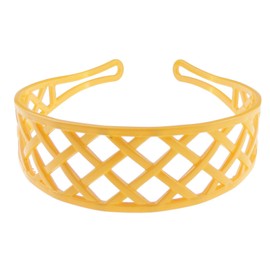 GIRLS SMALL HEAD LADIES School Uniform Work Gym Yoga Birthday Party Hair Accessories Plain Plastic Wide Criss Cross Basket Weave Stencil Short Long Hair Headband Alice Band Hairband (Yellow)